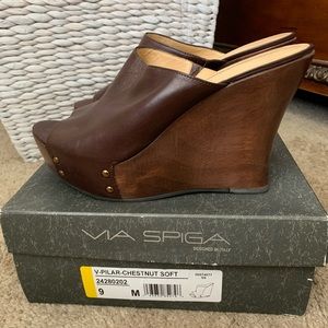 Genuine leather wedge heels by Via Spiga.